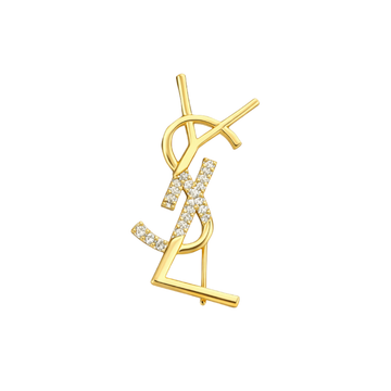 YSL Jewelry | Cassandre Brooch and Earrings Set Gold Crystals