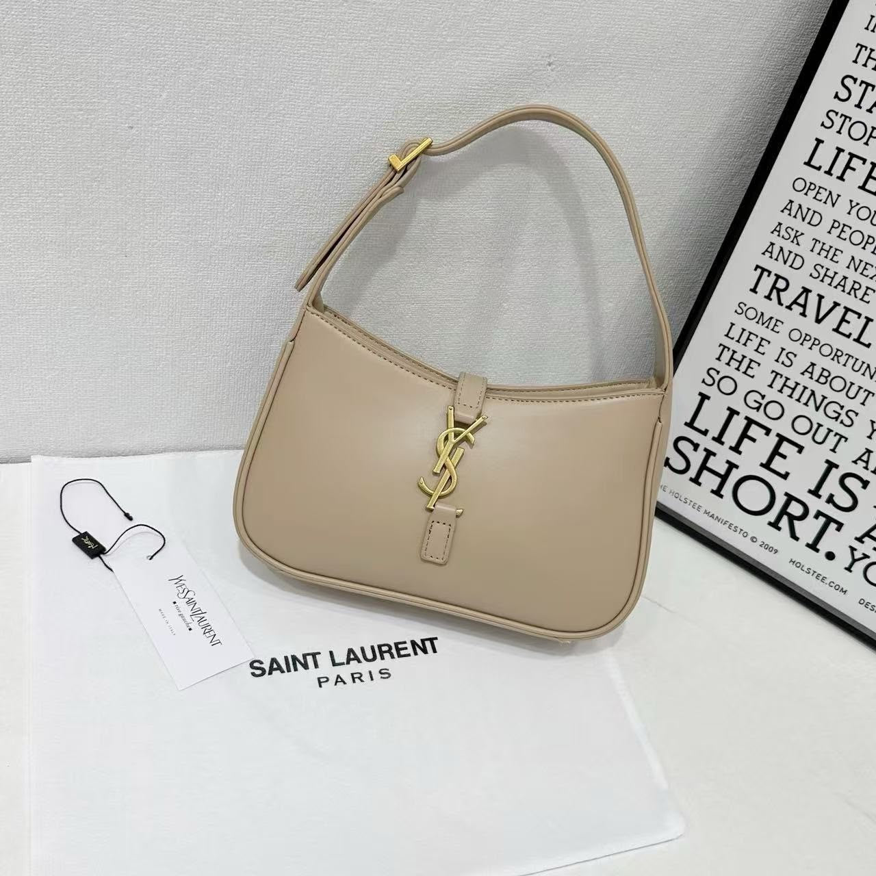 Saint Laurent Smooth-Style Bag – Dark Beige - View 5
