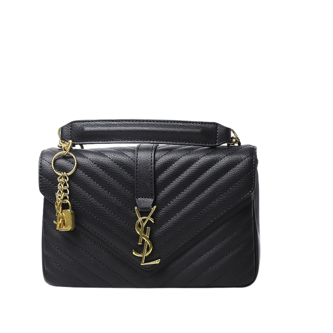 Saint Laurent Chevron-Quilted Bag – Black - View 1
