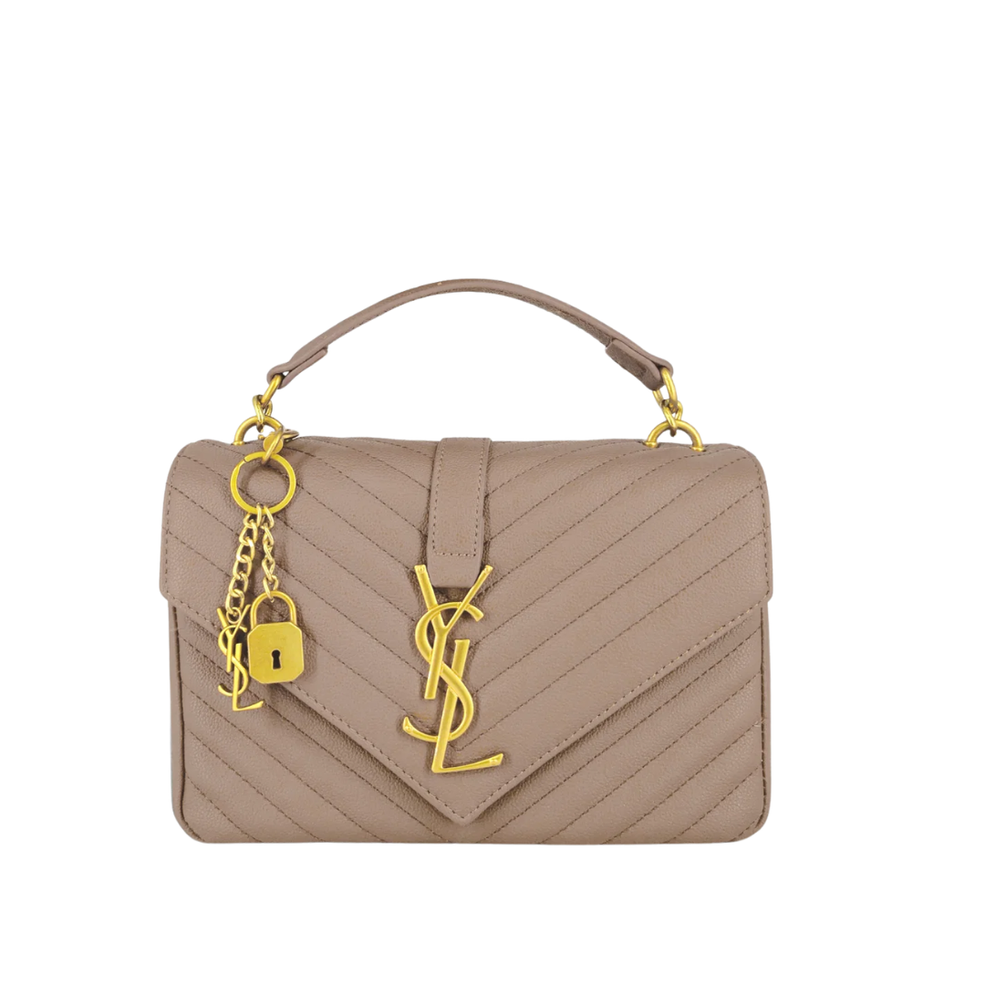 Saint Laurent Chevron-Style Bag – Mauve - View 1