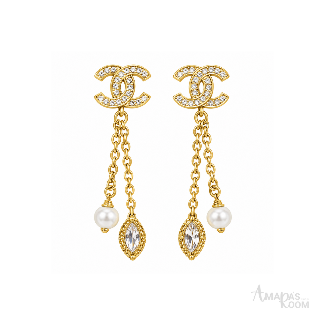Chanel CC Ear Drop Earrings