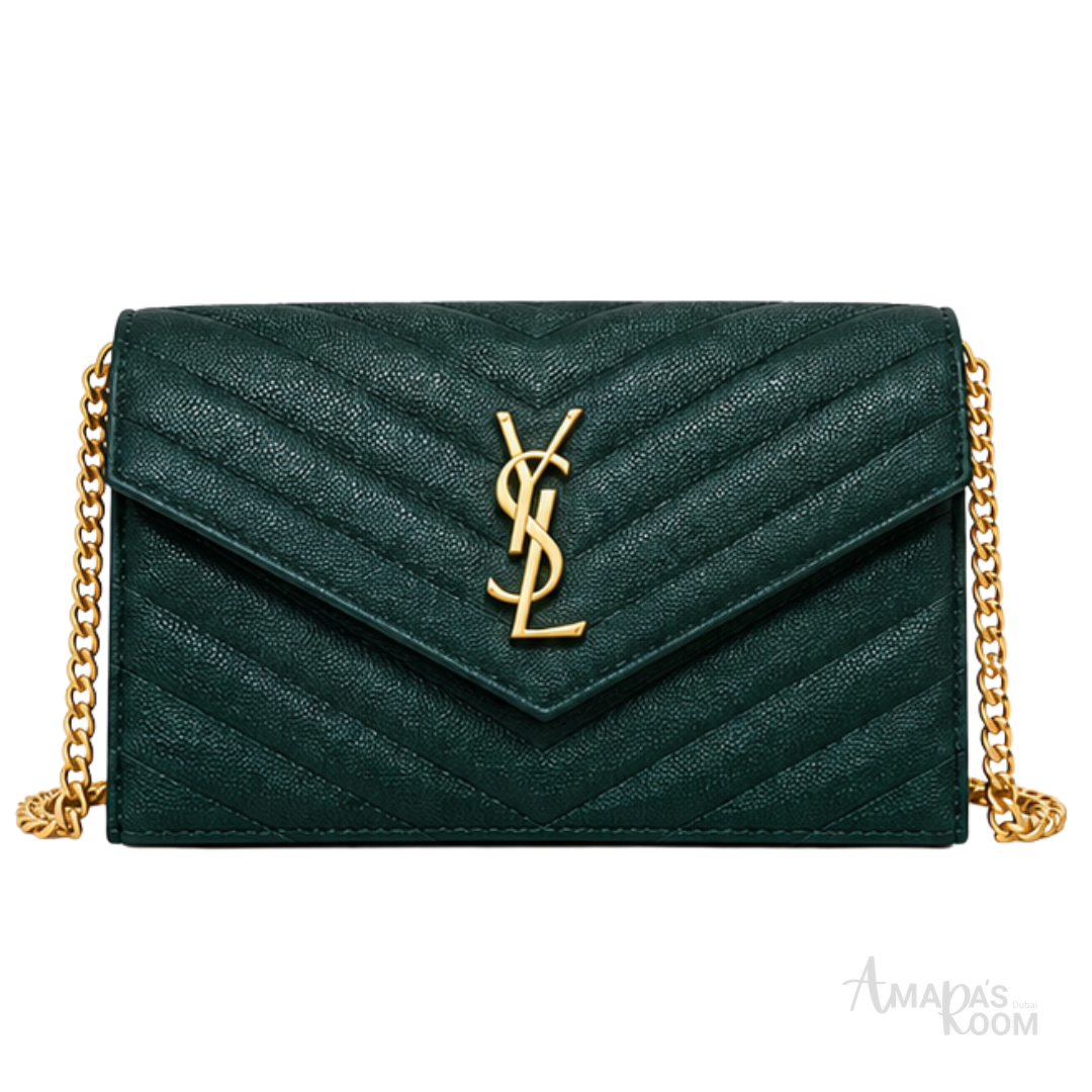 YSL Bag | Cassandre Wallet on Chain Green