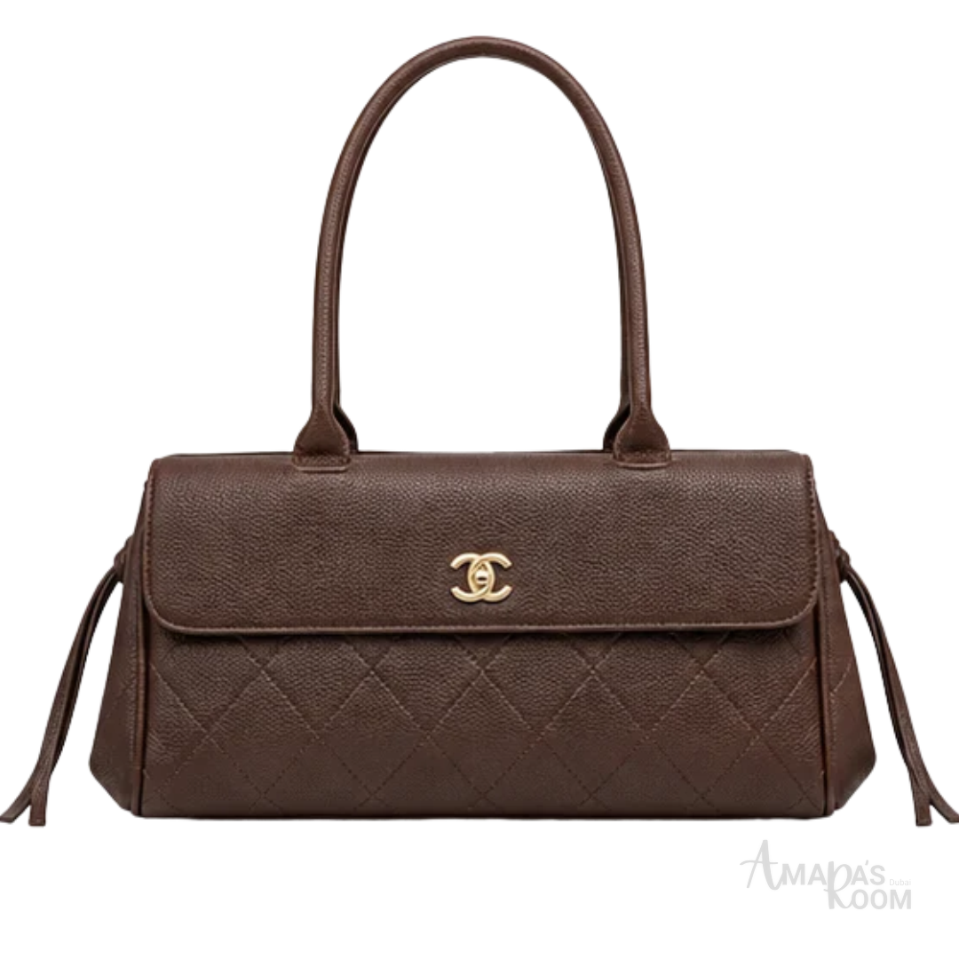 Chanel Bag | Urban Essentials Small Shopping Bag (East-West Baguette Tote) – Dark Brown (Espresso – Coffee)