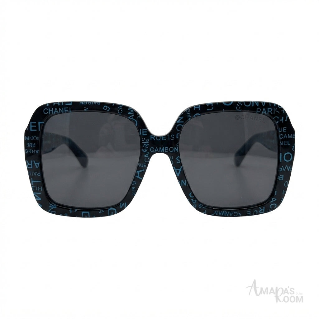 Chanel Sunglasses Signature Lettering – Black & Blue - View 1