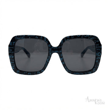 Chanel Sunglasses Signature Lettering – Black & Blue - View 1