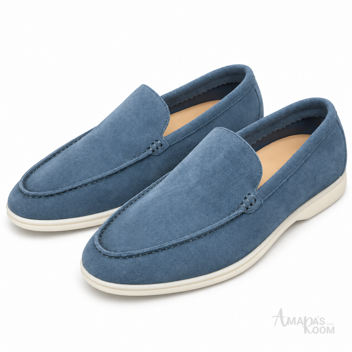 Loro Piana Summer Walk Suede Loafers – Blue - View 3