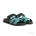 Hermès Chypre Sandals – Bleu Citadin / Vert Bouteille - View 1
