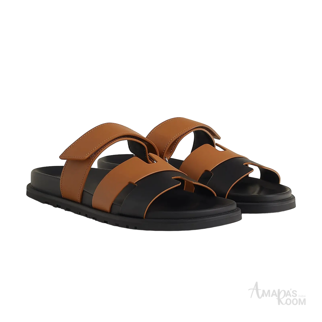 Hermès Chypre Sandals – Noir/Naturel - View 1