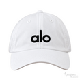 Alo Yoga | White Off-Duty Adjustable Baseball Cap with Black Logo - View 1