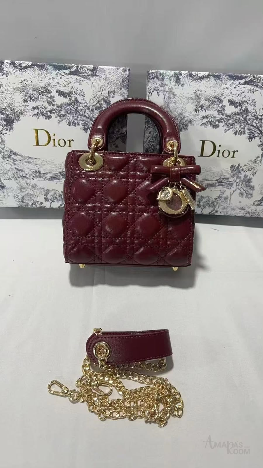 Dior Lady Dior Handbag – Burgundy - View 5