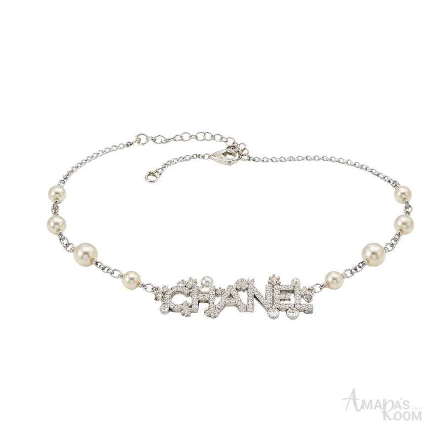 Chanel Jewelry | Pearl Strand with Integrated Crystal-Encrusted Logo