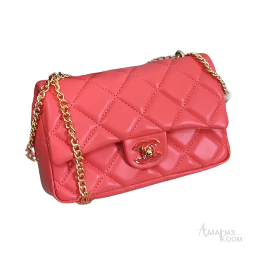 Chanel Mini Pearl Crush Quilted Lambskin Flap Bag – Red - View 4
