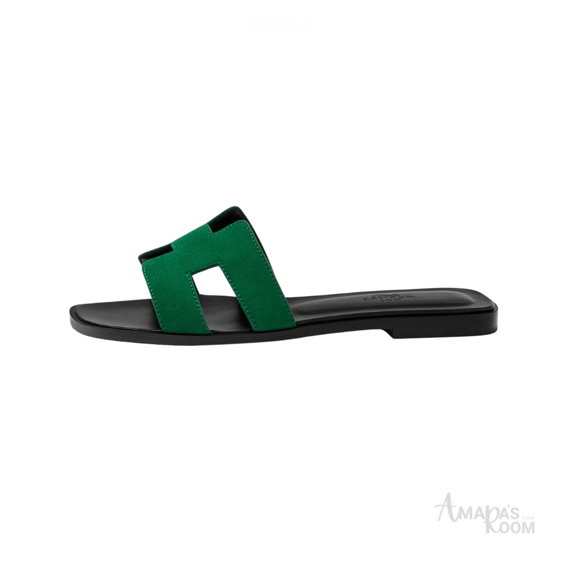 Oran Leather Slides – Electric Green – Amara UAE image 1