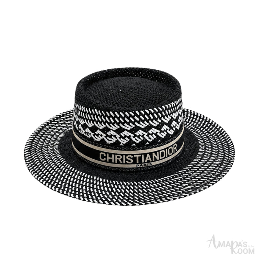 Dior D-Bobby Straw Hat Black White – product view