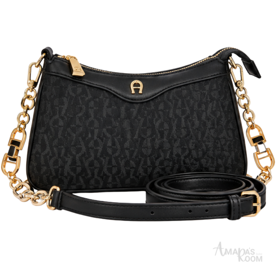 Aigner Bag | Delia Monogram Shoulder Bag – Black