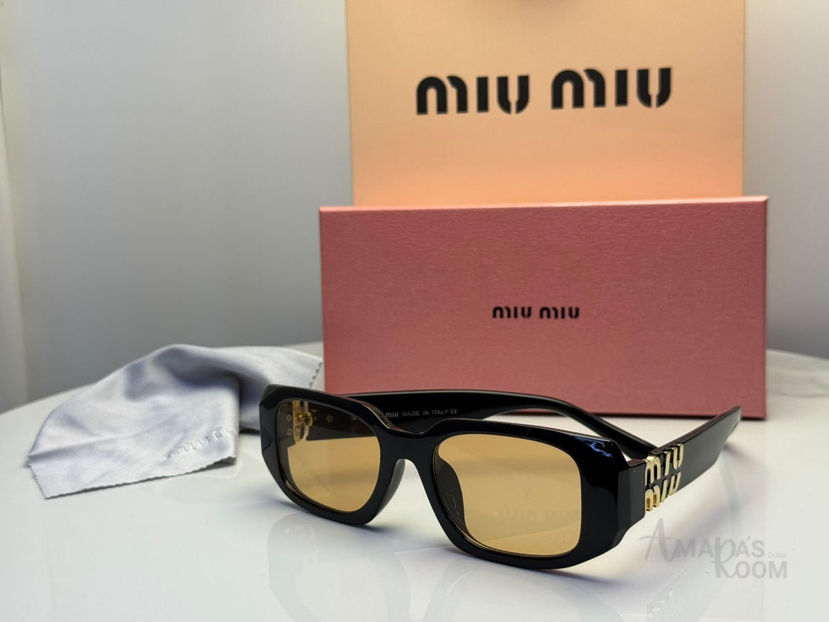 Miu Miu Rectangular Sunglasses – Warm Yellow Lenses - View 3