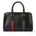 Gucci GG Monogram Bag – Black with Red & Green Web Stripe - View 1