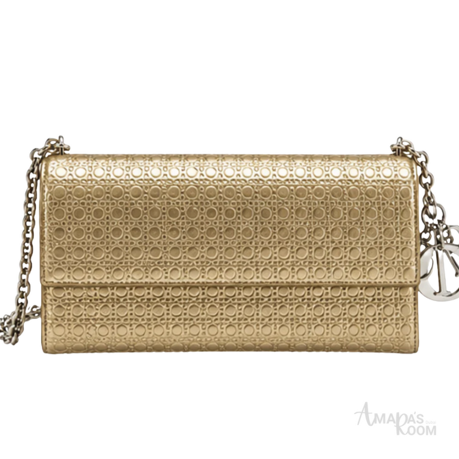 Dior Bag | Miss Dior Promenade Pouch – Metallic Gold Cannage – Perforated Leather