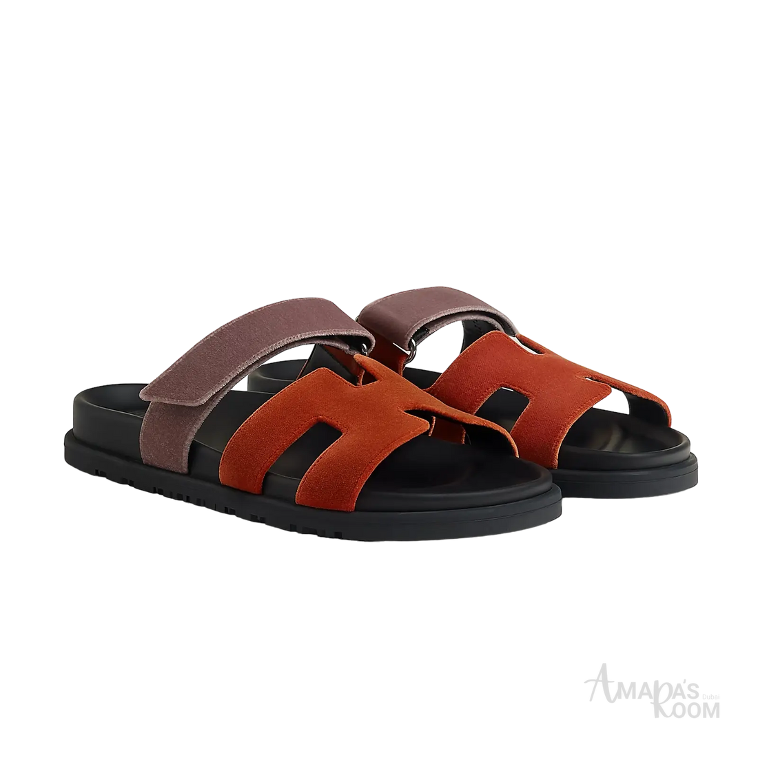 Hermès Chypre Sandals – Orange Canyon / Bruyère - View 1