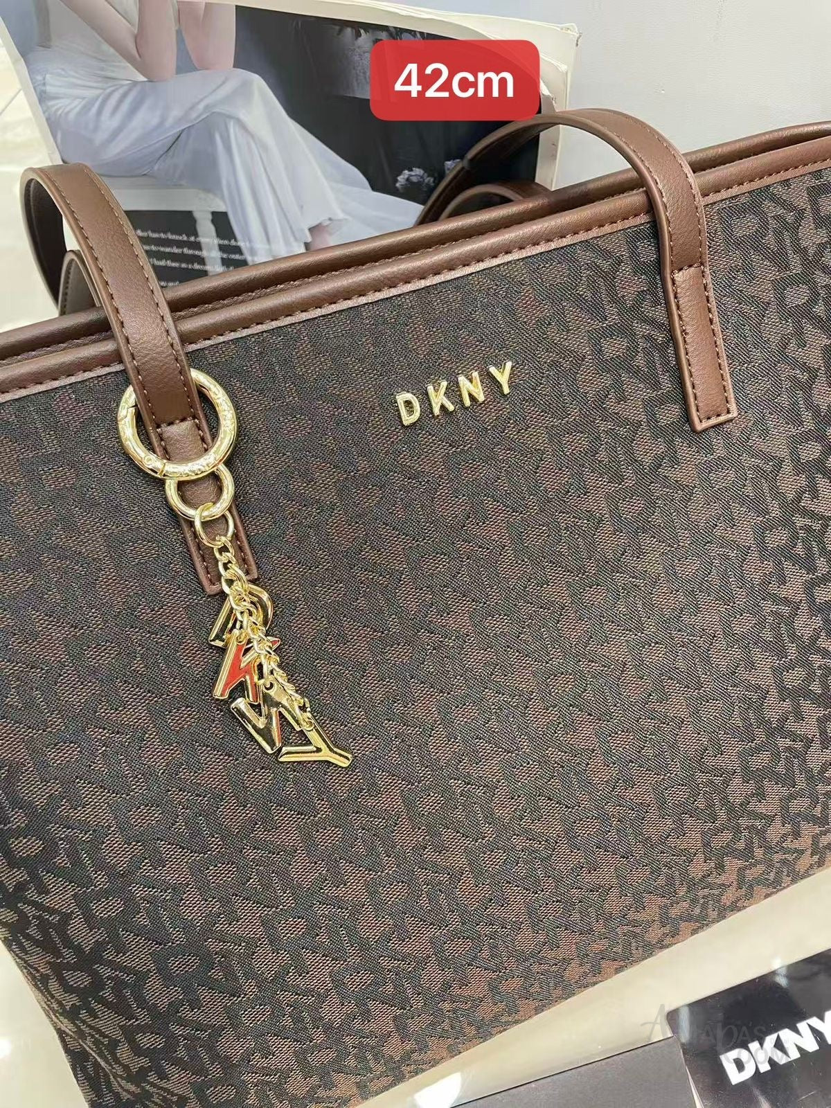 DKNY Bryant Logo-Print Tote Bag – Brown - View 5