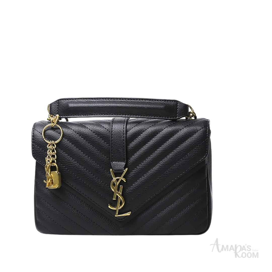 YSL Bag | Chevron Quilted Black