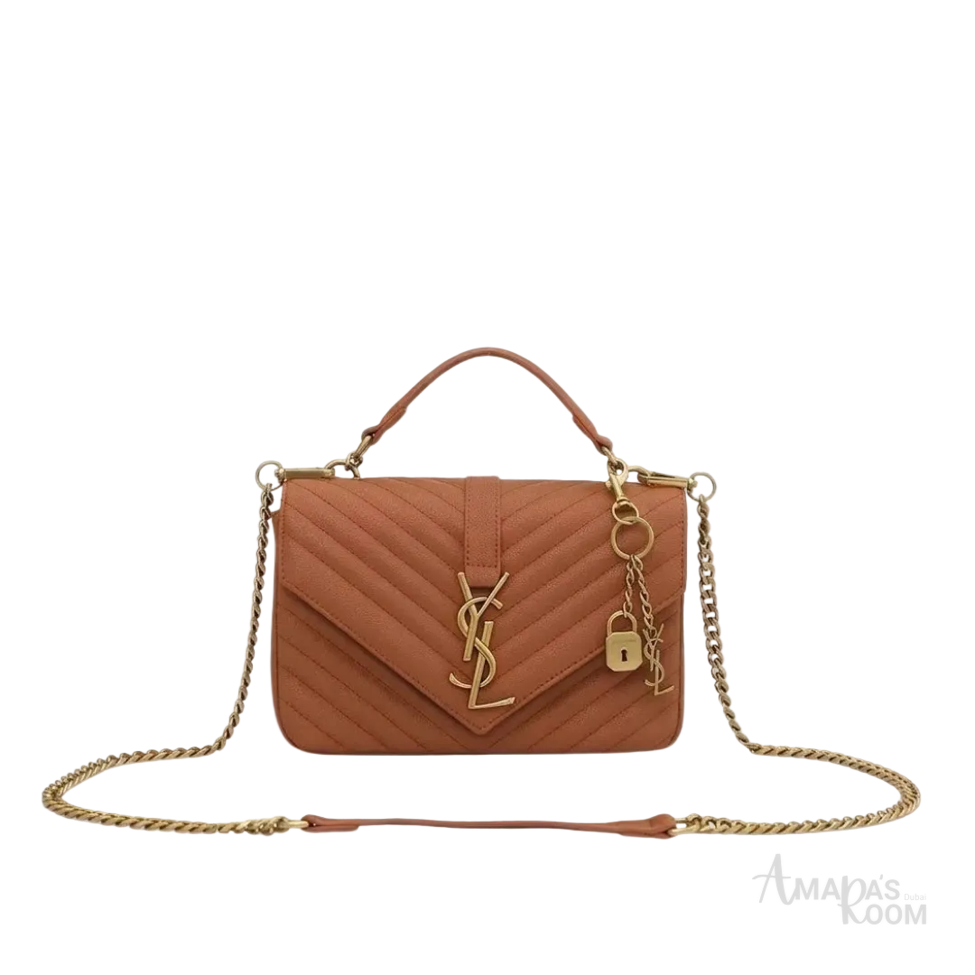 Saint Laurent Collège Chevron-Quilted Bag - View 1
