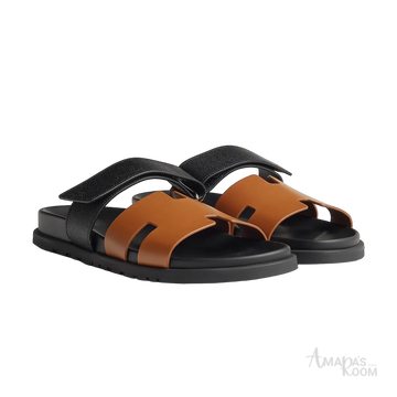 Hermès Chypre Sandals – Naturel H / Noir - View 1
