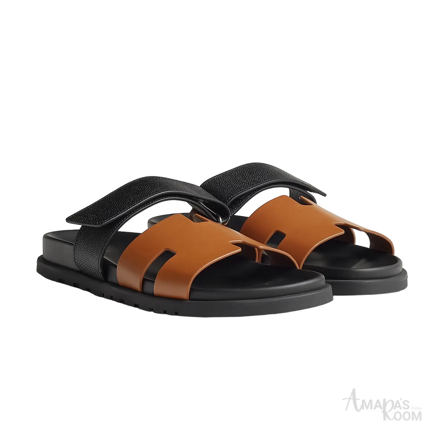 Hermès Chypre Sandals – Naturel H / Noir - View 1