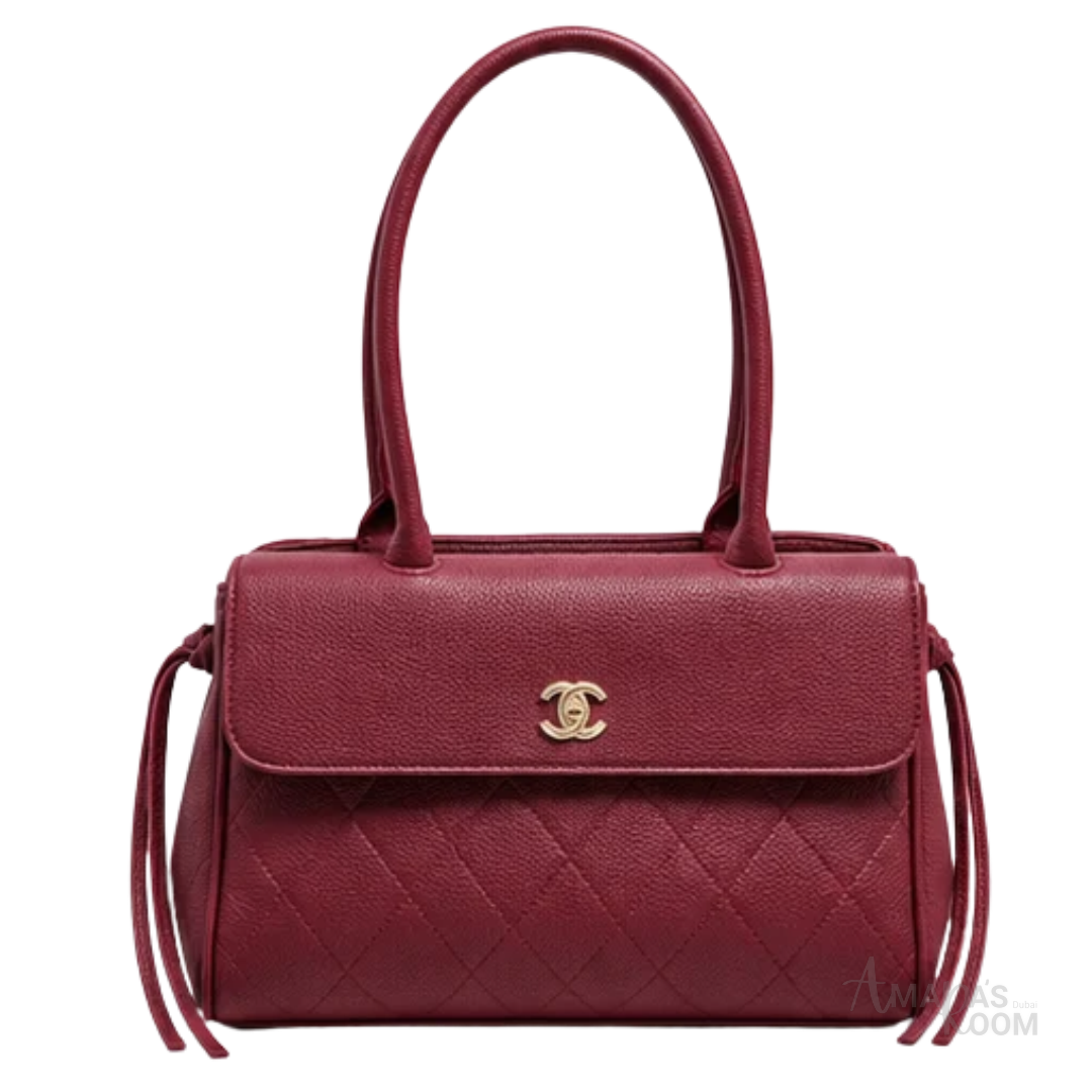 Chanel Bag | Urban Essentials Small Shopping Bag (East-West Baguette Tote) – Burgundy (Grained calfskin leather with gold-tone hardware)