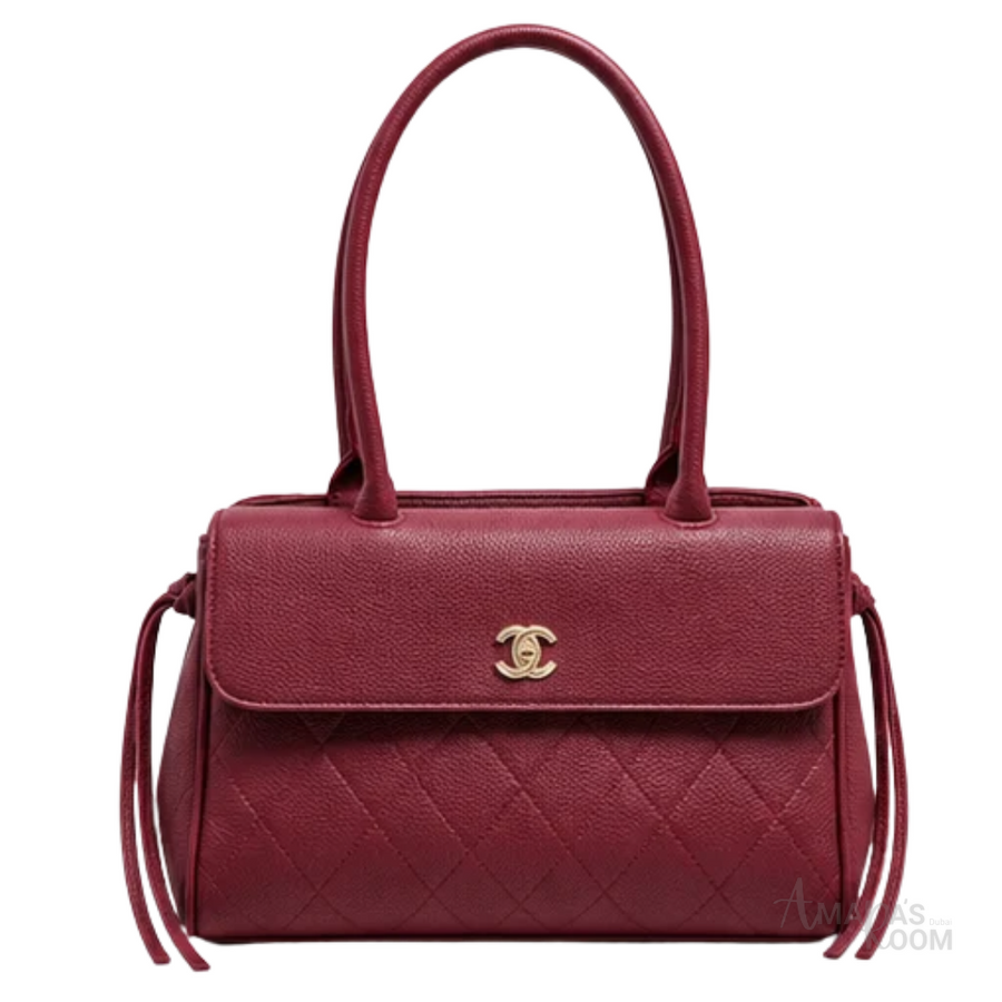 Chanel Bag | Urban Essentials Small Shopping Bag (East-West Baguette Tote) – Burgundy (Grained calfskin leather with gold-tone hardware)