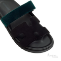 Hermès Chypre Sandals – Noir / Vert Mousse - View 2