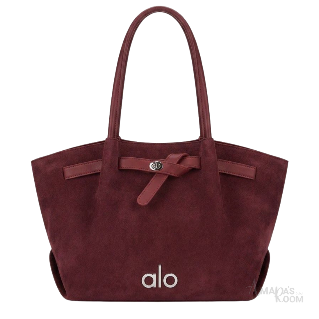 Alo Faux-Suede Tote Bag – Burgundy - View 1