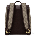 Gucci Bag | Eden GG Supreme Canvas Backpack (with dark brown leather flap) – Beige – Brown (Monogram canvas with dark espresso brown leather trim and gold-tone zipper)
