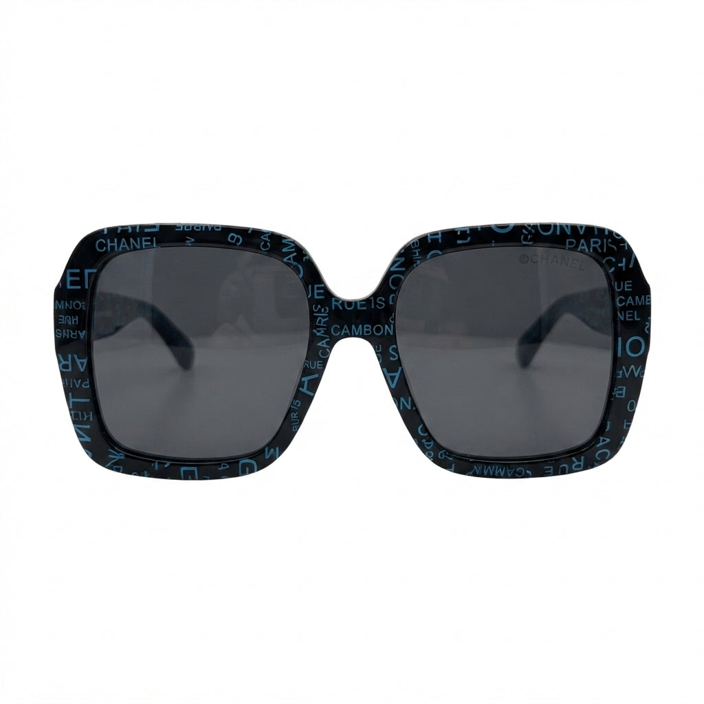 Chanel Sunglasses Signature Lettering – Black & Blue - View 1