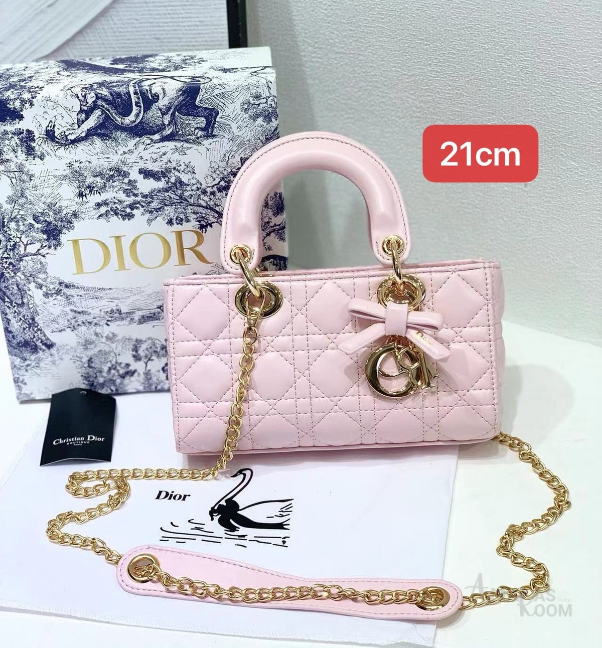 Dior Lady D-Joy Quilted Leather Bag – Pink - View 5