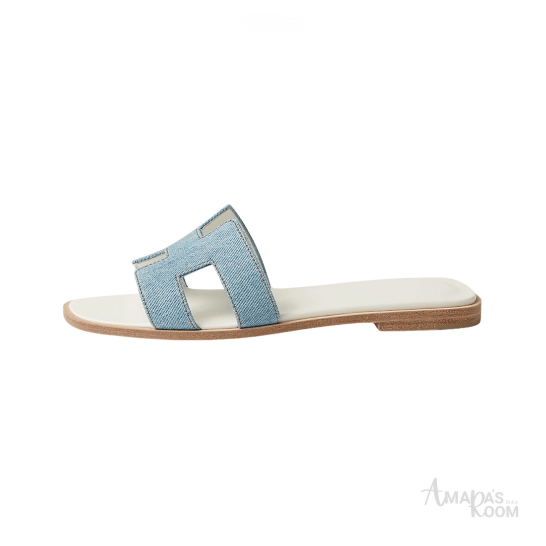 Oran Leather Slides – Sky Blue – Amara UAE image 1
