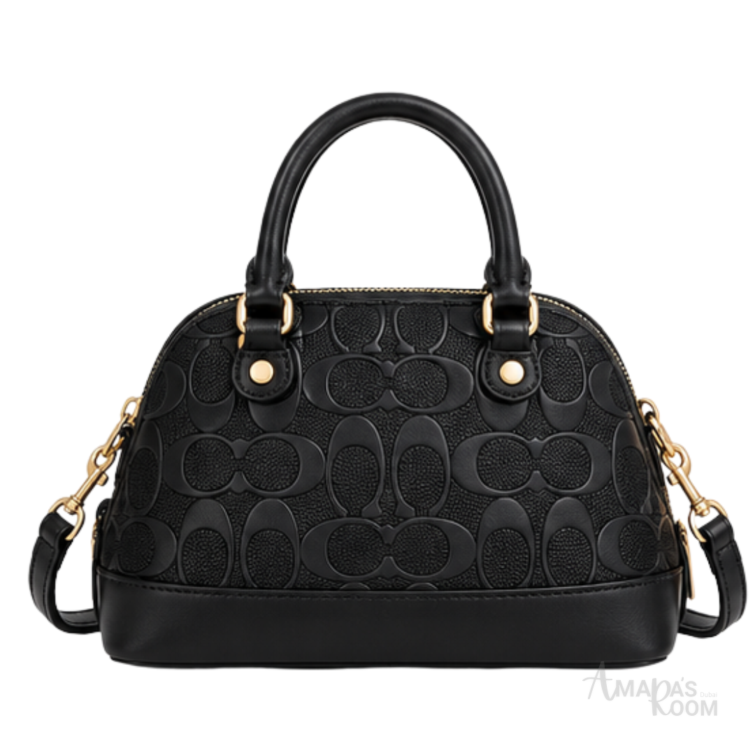 Coach Bag | Mini Sierra Satchel (Micro Dome Satchel) – Black (with gold-tone hardware)