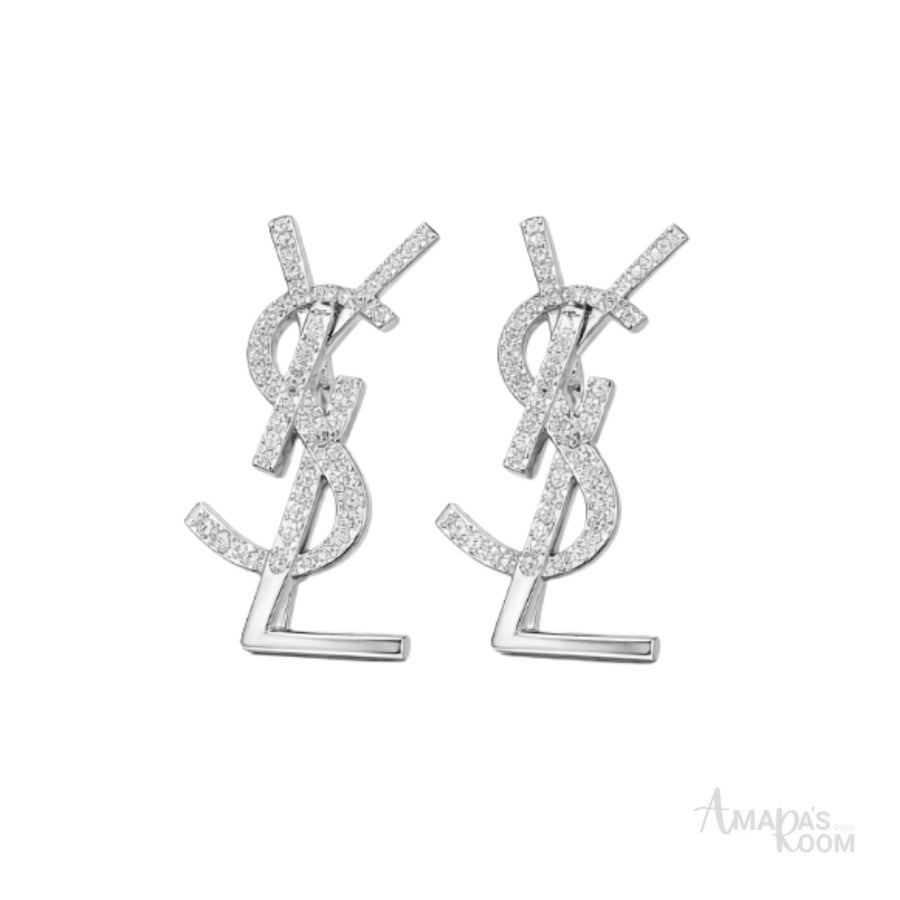 YSL Jewelry | Cassandre Opyum Stud Earrings Silver Crystals