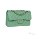 Chanel Classic Double Flap Bag Green Caviar Light Gold Hardware - View 2