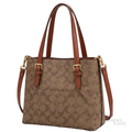Coach Bag | Mollie Tote 25 (Crossbody Tote Bag) – Khaki Brown (Signature Canvas with Saddle Brown leather trim)