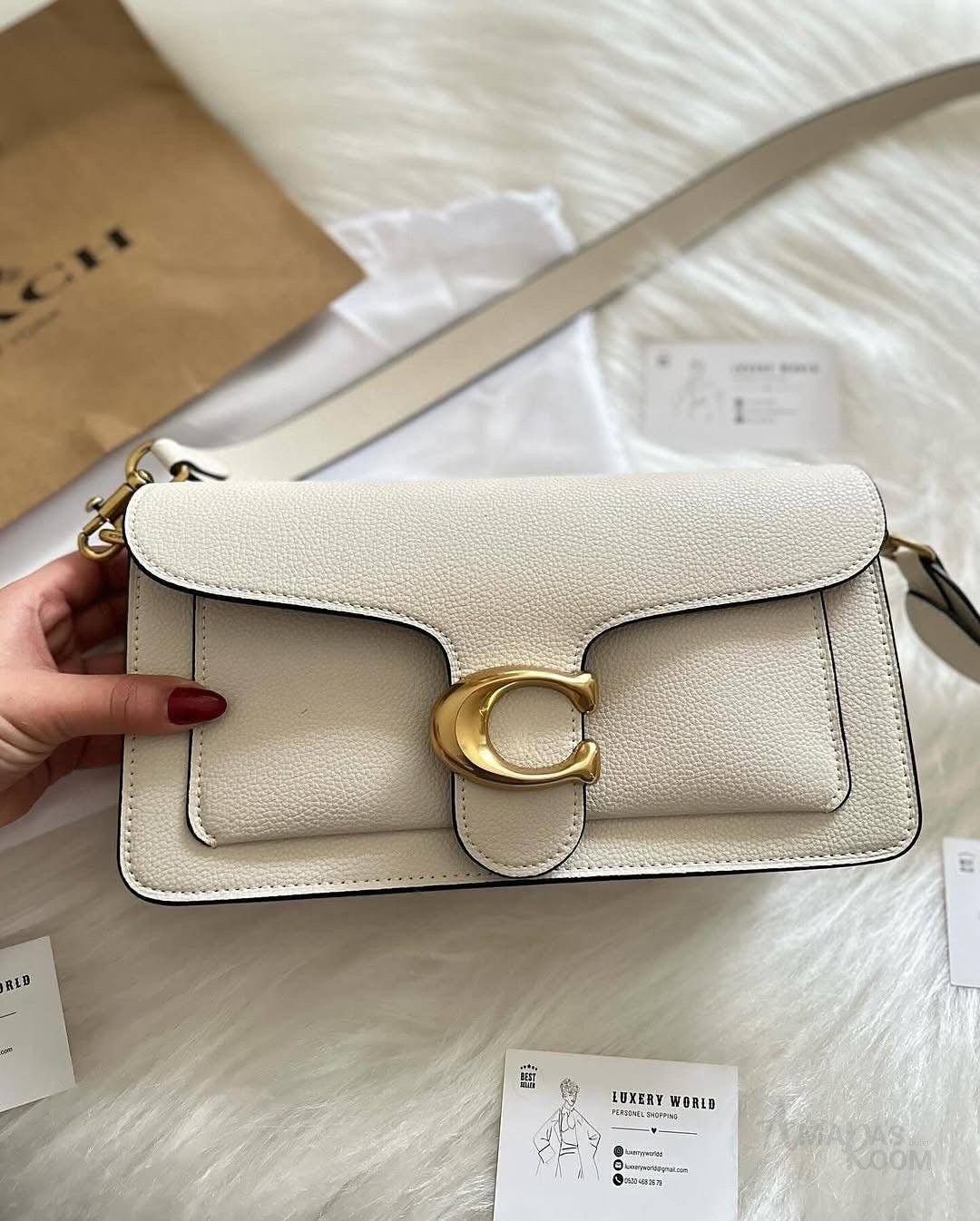 Coach Tabby Pebbled Leather Shoulder Bag – Off White - View 5