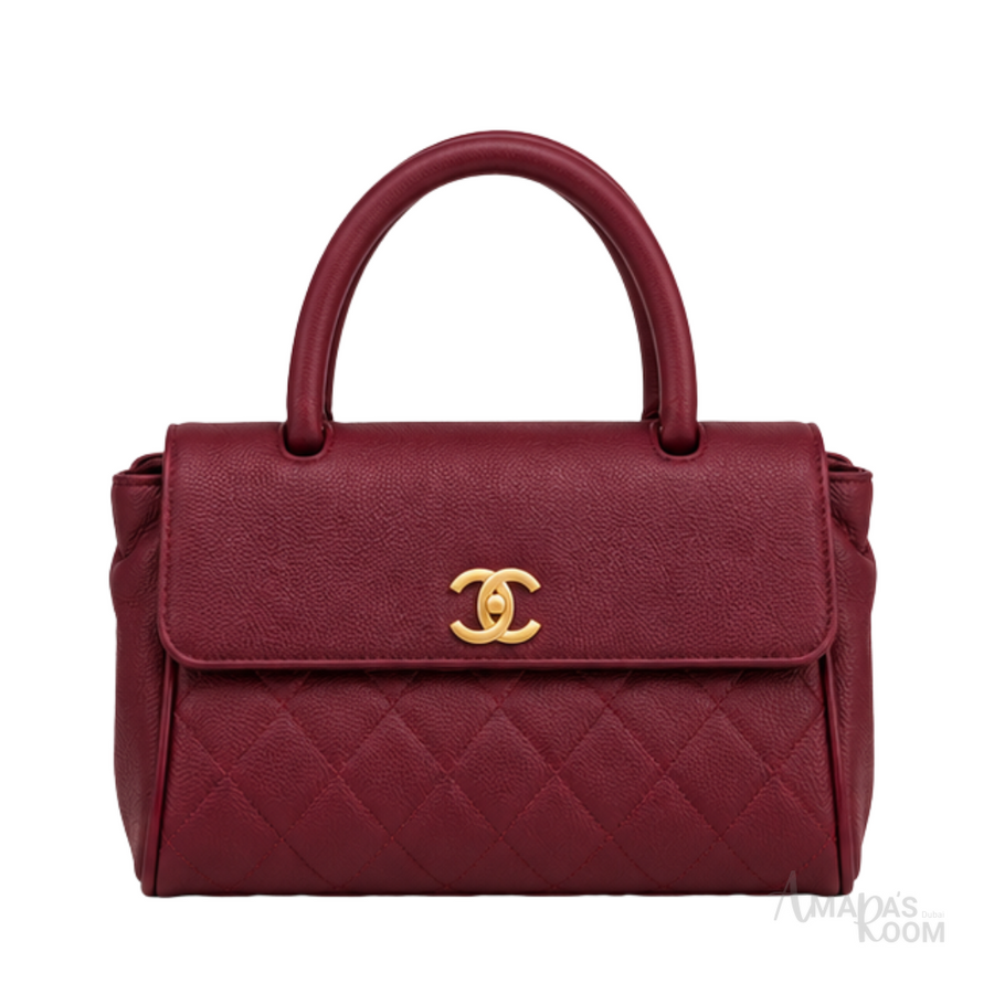 Chanel Bag | Coco Handle Small Flap Bag – Burgundy (Wine Red – Bordeaux quilted caviar leather with gold-tone hardware)