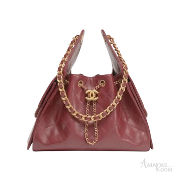 Chanel 25 Small Handbag – Burgundy & Gold - View 1