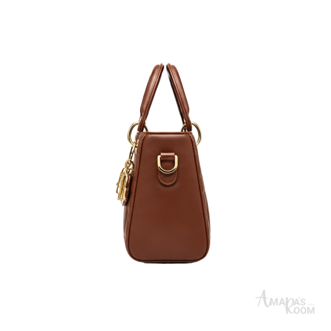 Dior Quilted Leather Handbag – Brown - View 3