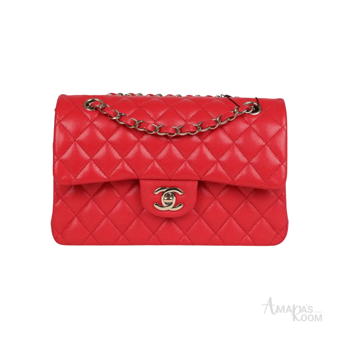 Chanel Classic Double Flap Bag Red Shiny Caviar Light Gold Hardware - View 1
