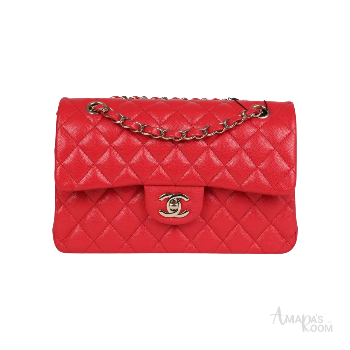 Chanel Classic Double Flap Bag Red Shiny Caviar Light Gold Hardware - View 1