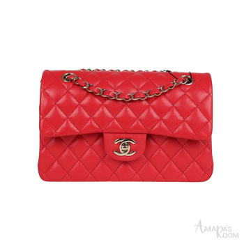 Chanel Classic Double Flap Bag Red Shiny Caviar Light Gold Hardware - View 1