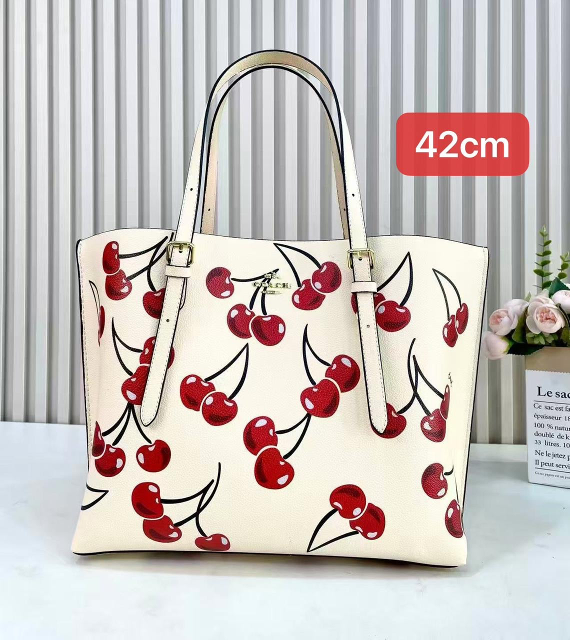 Coach Mollie Tote Bag 25 with Cherry Print – product view