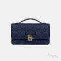 Dior Cannage Flap Bag with Top Handle – Blue - View 1