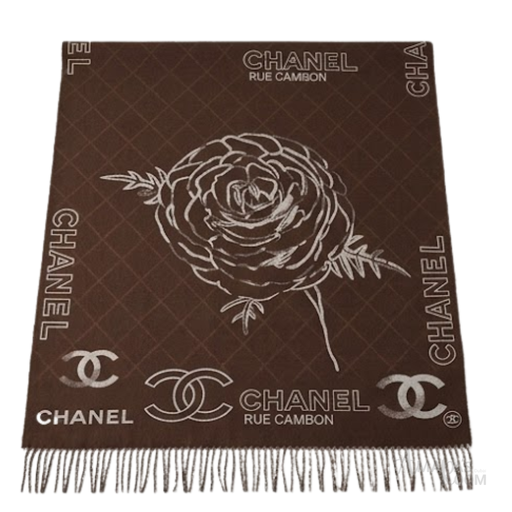 Chanel | Scarf Camellia CC Dark Brown - View 1